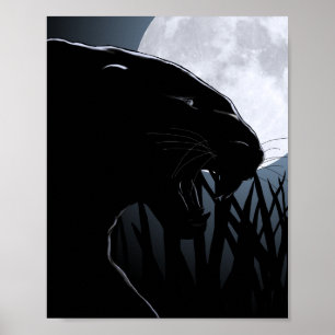 Panther and Moon Poster