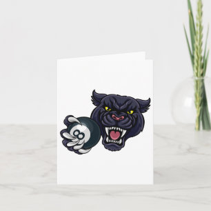Panther Angry Pool 8 Ll Billiards Cartoon Card