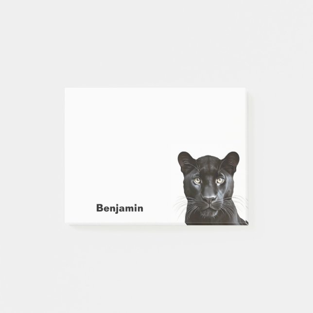 Panther Animal Portrait Cool Personalised Name Post-it Notes (Front)