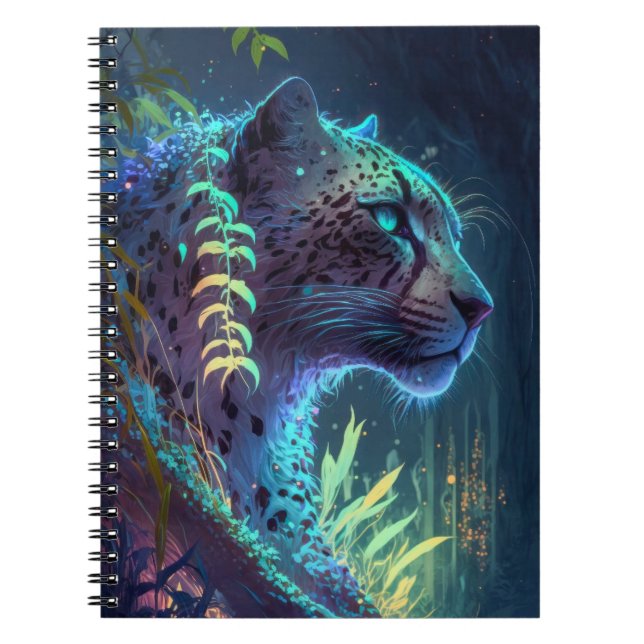 Panther Animal Portrait Painting Wildlife Outdoors Notebook (Front)