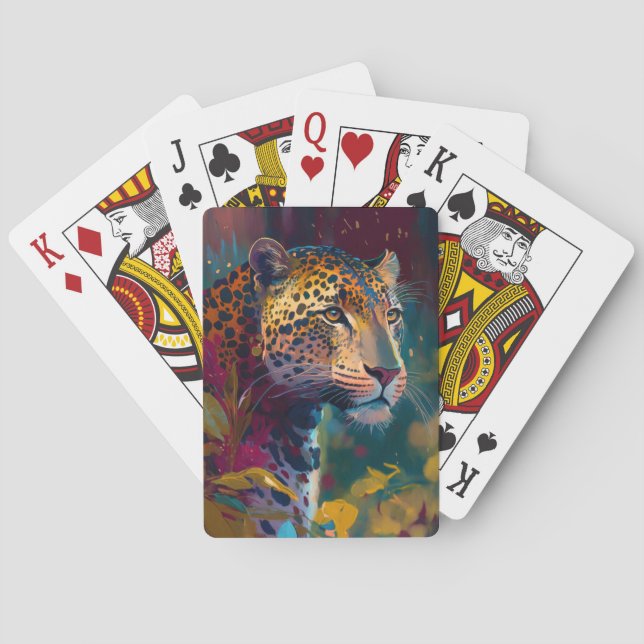 Panther Animal Portrait Painting Wildlife Outdoors Playing Cards (Back)