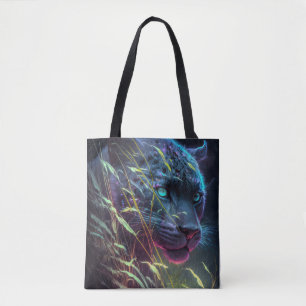 Panther Animal Portrait Painting Wildlife Outdoors Tote Bag