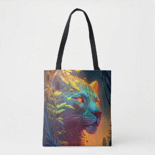 Panther Animal Portrait Painting Wildlife Outdoors Tote Bag