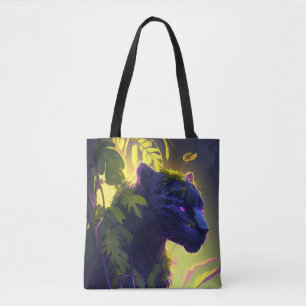 Panther Animal Portrait Painting Wildlife Outdoors Tote Bag