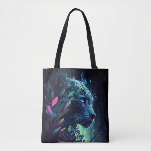 Panther Animal Portrait Painting Wildlife Outdoors Tote Bag