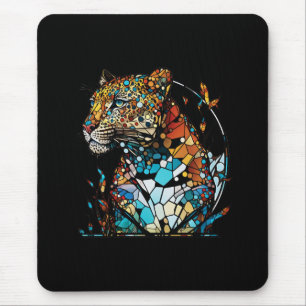 Panther Animal Portrait Stained Glass Wildlife Art Mouse Mat
