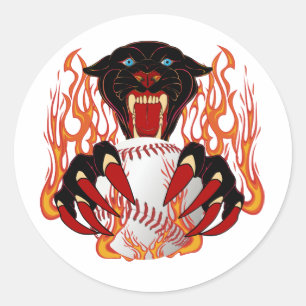 Panther-Baseball-1White-T-2 Classic Round Sticker