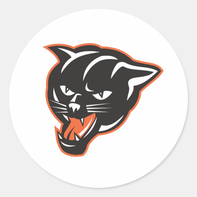 Panther Big Cat Growling Classic Round Sticker (Front)