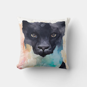Panther Black Wild Animal Nature Watercolor Art Cushion