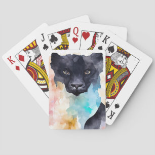 Panther Black Wild Animal Nature Watercolor Art  Playing Cards