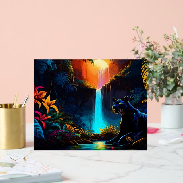 Panther by a waterfall acrylic sign (Wedding)