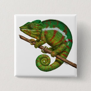 Panther Chameleon Digital Painting 15 Cm Square Badge