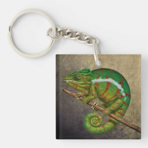 Panther Chameleon Digital Painting Key Ring