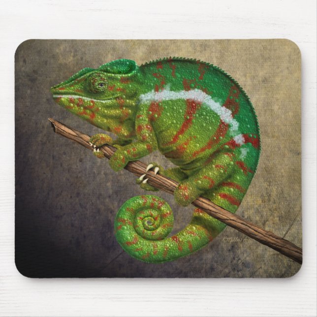Panther Chameleon Digital Painting Mouse Mat (Front)
