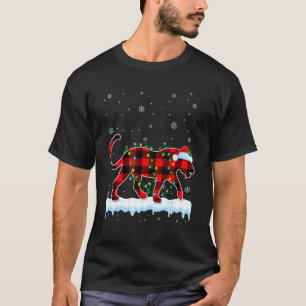 Panther Christmas Santa Hat Cute Animals Xmas Lig T-Shirt