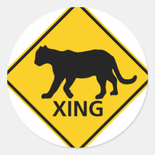 Panther Crossing Highway Sign Classic Round Sticker
