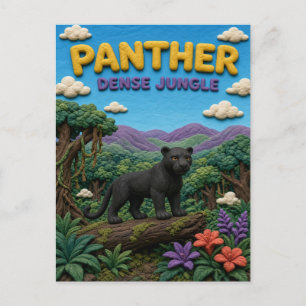 Panther, Dense Jungle Clay Art Postcard