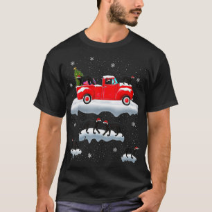 Panther Driving Christmas Tree Red Truck Panther C T-Shirt
