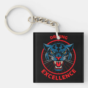 Panther Driving Excellence Wooden Sign Key Ring