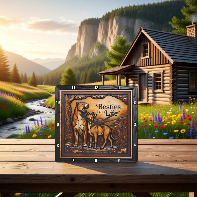 Panther Goat Textured Forest Square Wall Clock (Creator Uploaded)