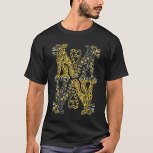 Panther Huichol Sugar Skull Calavera Mexican Aztec T-Shirt
