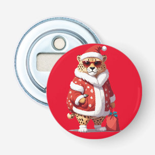 Panther In Santa Costume Adorable Funny Christmas Bottle Opener