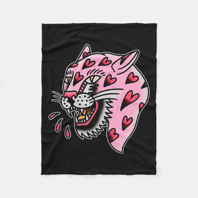 Panther Pink X Heart Love Traditional Flash Premiu Fleece Blanket (Front)