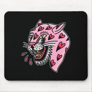 Panther Pink X Heart Love Traditional Flash Premiu Mouse Mat