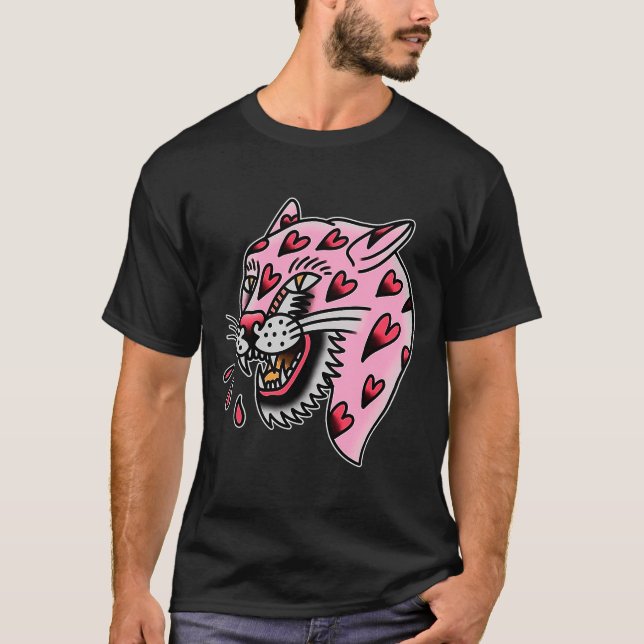 Panther Pink X Heart Love Traditional Flash Premiu T-Shirt (Front)