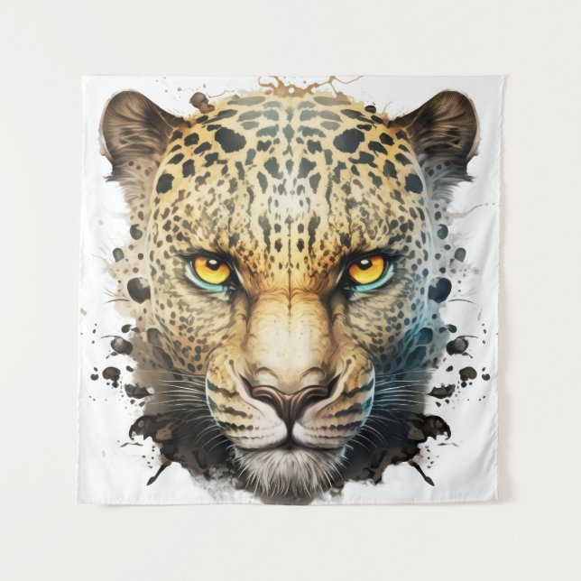 Panther Portrait Animal Painting Wildlife Outdoors Tapestry (Front)