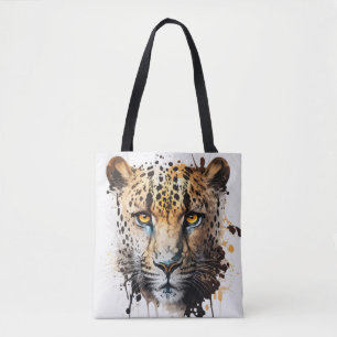 Panther Portrait Animal Painting Wildlife Outdoors Tote Bag