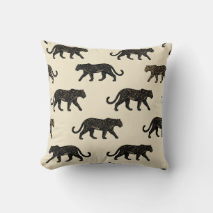 Panther Print Cream Throw Pillow