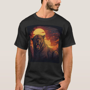 Panther Roaring Under a Fiery Sunset T-Shirt