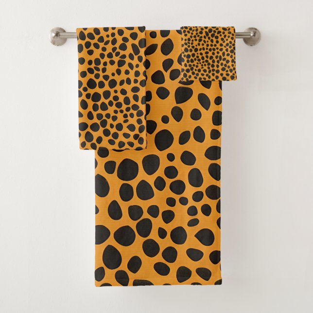 Panther Spots Animal Skin pattern Bath Towel Set (Insitu)