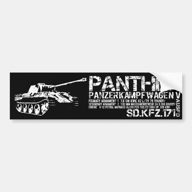 Panther Tank Bumper Sticker (Front)