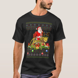 Panther   Ugly Santa Riding Panther Christmas T-Shirt