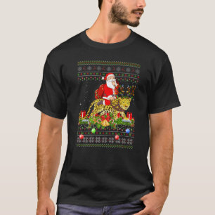 Panther Ugly Santa Riding Panther Christmas T-Shirt