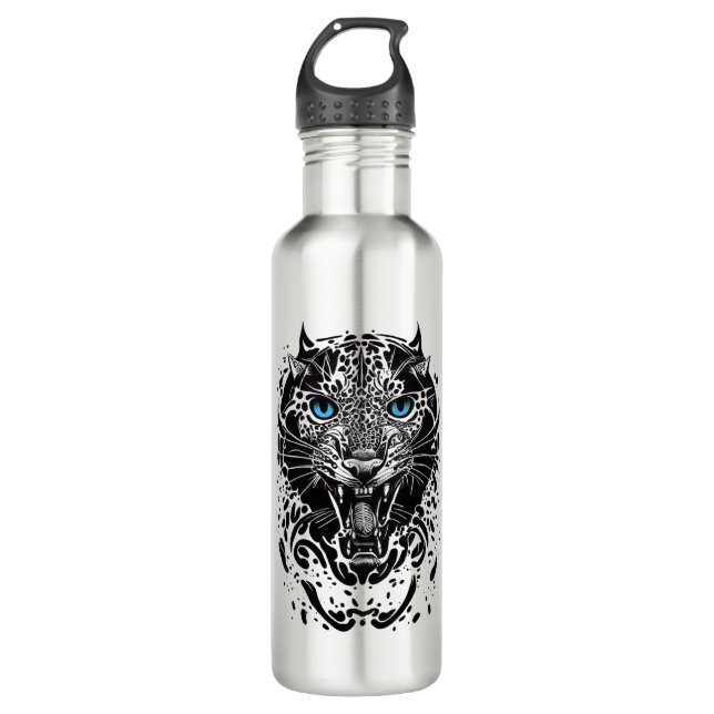 Panther Wild Animal Nature Illustration Art Tattoo 710 Ml Water Bottle (Front)