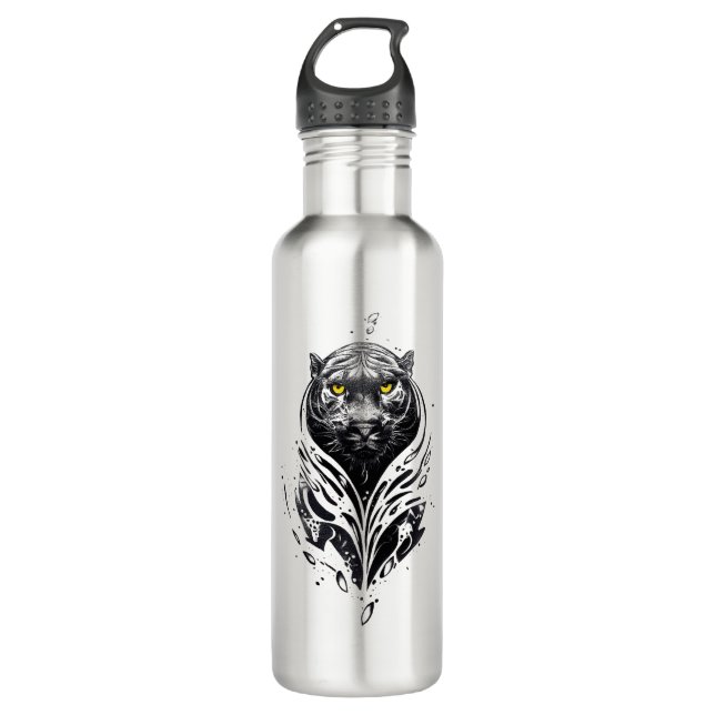 Panther Wild Animal Nature Illustration Art Tattoo 710 Ml Water Bottle (Front)