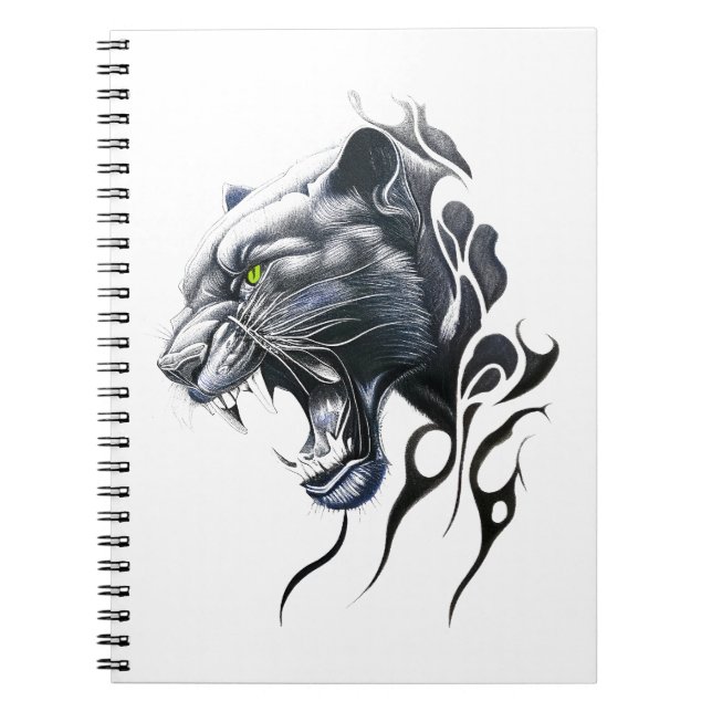 Panther Wild Animal Nature Illustration Art Tattoo Notebook (Front)