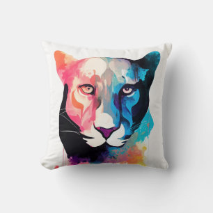 Panther Wild Nature Animal Color Art Painting Cushion