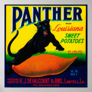 Panther Yam LabelLawtell, LA Poster