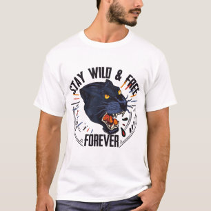 panthere_stay_wild and free tattoo style noire T-Shirt