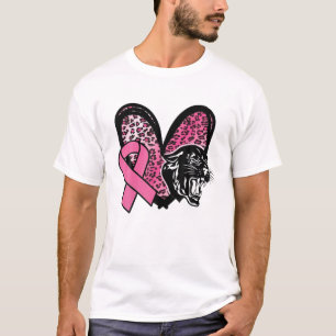 Panthers Breast Cancer Awareness Pink Leopard Hear T-Shirt