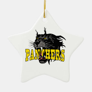 PANTHERS MASCOT CERAMIC TREE DECORATION
