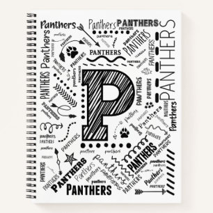Panthers Word Cloud 8.5" x 11" Spiral Notebook