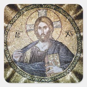 Pantocrator Lord of All Orthodox Christian Icon Square Sticker