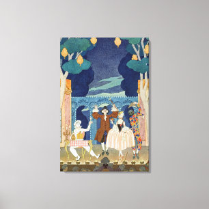 Pantomime Stage, illustration for 'Fetes Galantes' Canvas Print