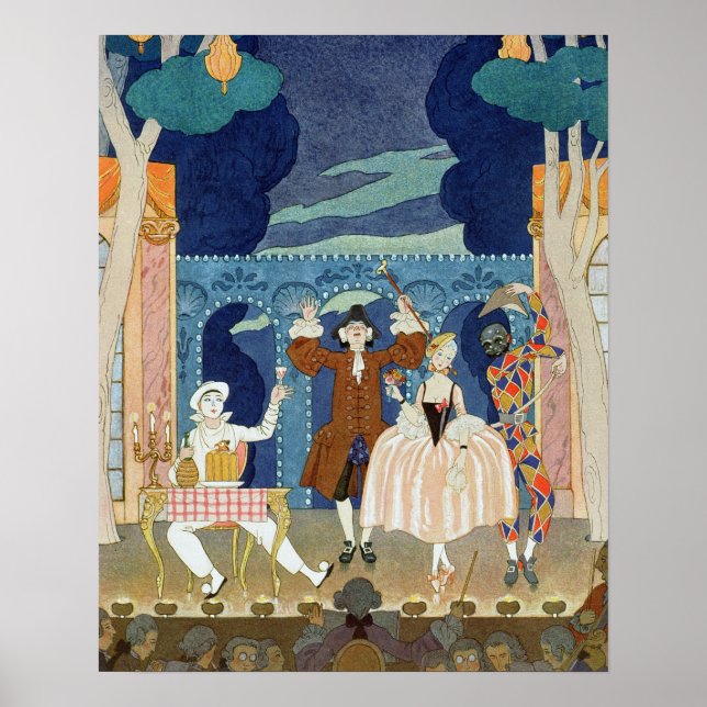 Pantomime Stage, illustration for 'Fetes Galantes' Poster (Front)