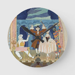 Pantomime Stage, illustration for 'Fetes Galantes' Round Clock
